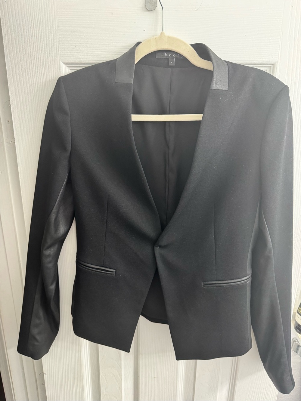 Theory Black Women's Tailored Blazer Leather